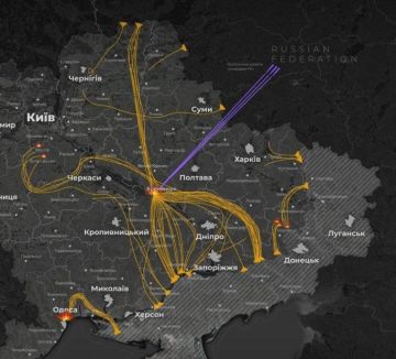Примерная карта полетов наших БПЛА этой ночью